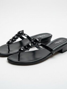 Cole Haan black jeweled sandals, size 10.5, BRAND NEW IN BOX!